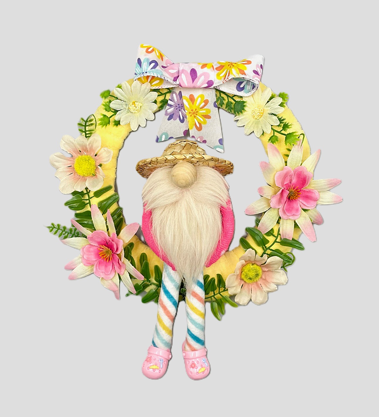 Flower Gnome w/ Crocs Wreath